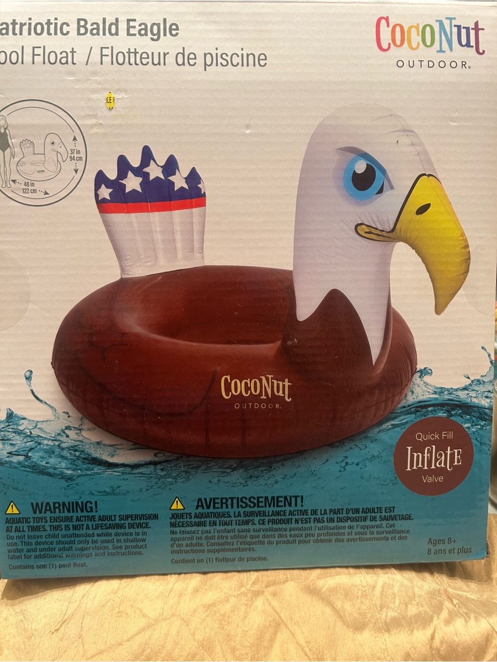 CocoNut Outdoor Patriotic Bald Eagle Pool Float - Brown, White, Yellow